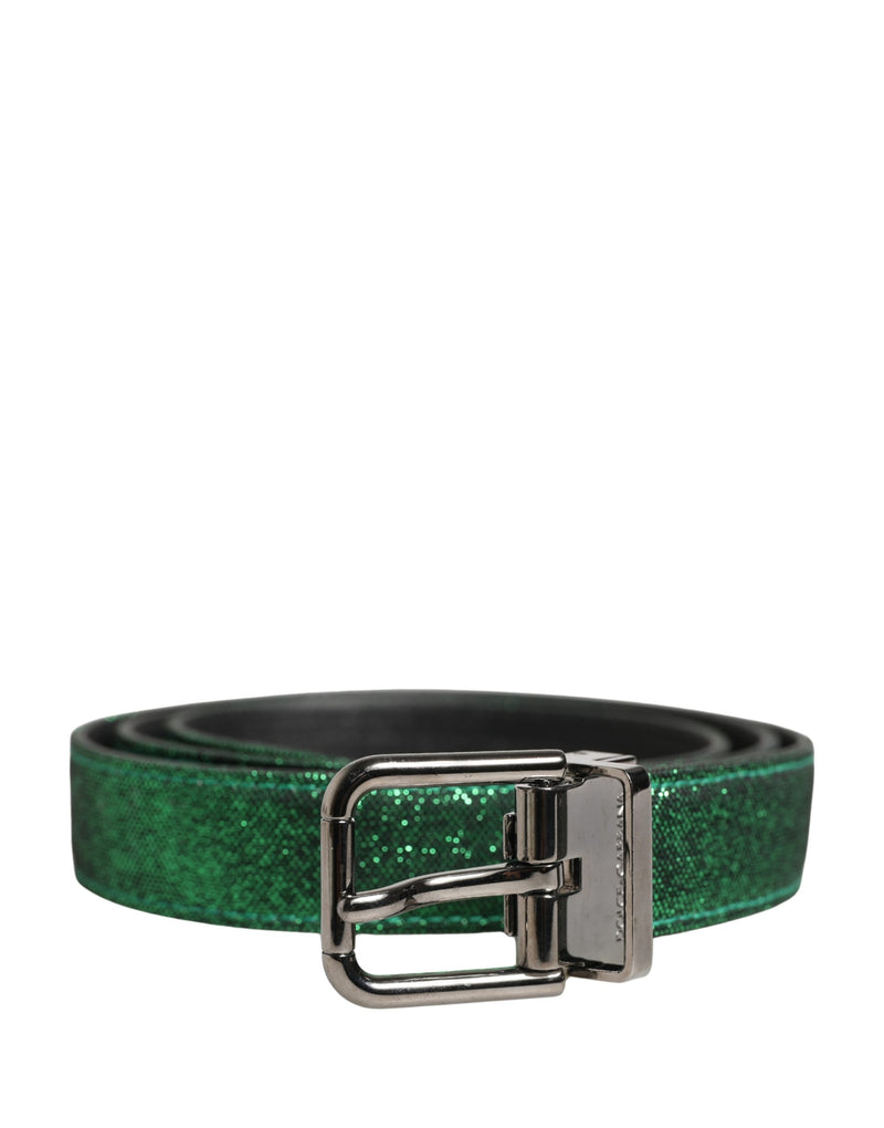 Dolce & Gabbana Heren Groene Lurex Polyester Metalen Gesp Riem