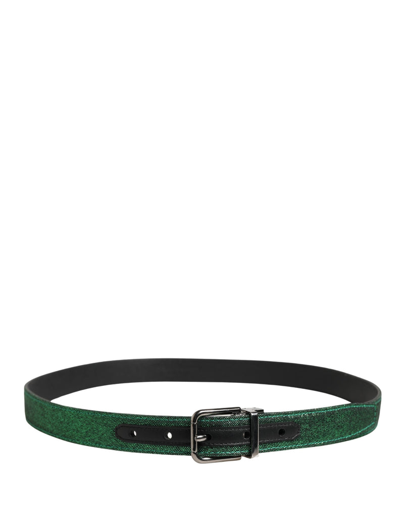 Dolce & Gabbana Heren Groene Lurex Polyester Metalen Gesp Riem