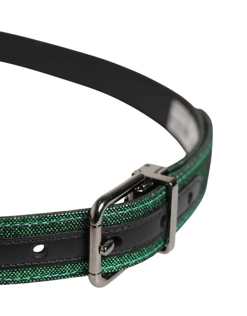Dolce & Gabbana Heren Groene Lurex Polyester Metalen Gesp Riem