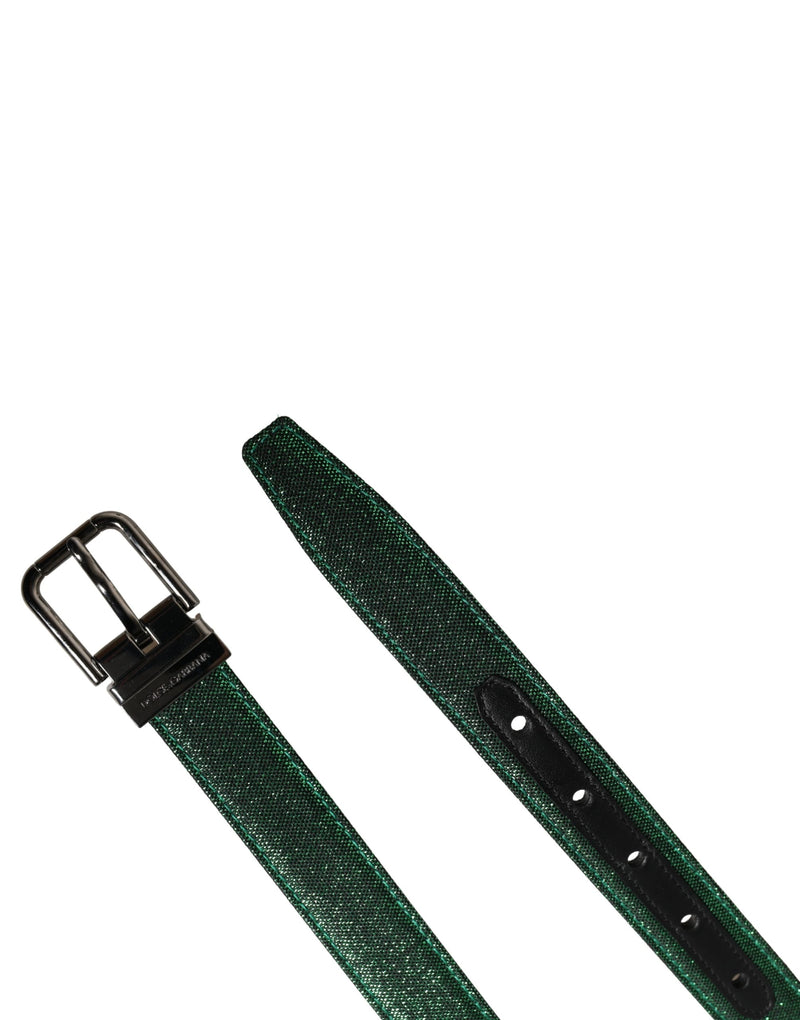 Dolce & Gabbana Heren Groene Lurex Polyester Metalen Gesp Riem