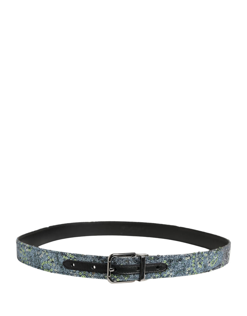 Dolce & Gabbana Heren Veelkleurige Pailletten Zilveren Metalen Gesp Riem