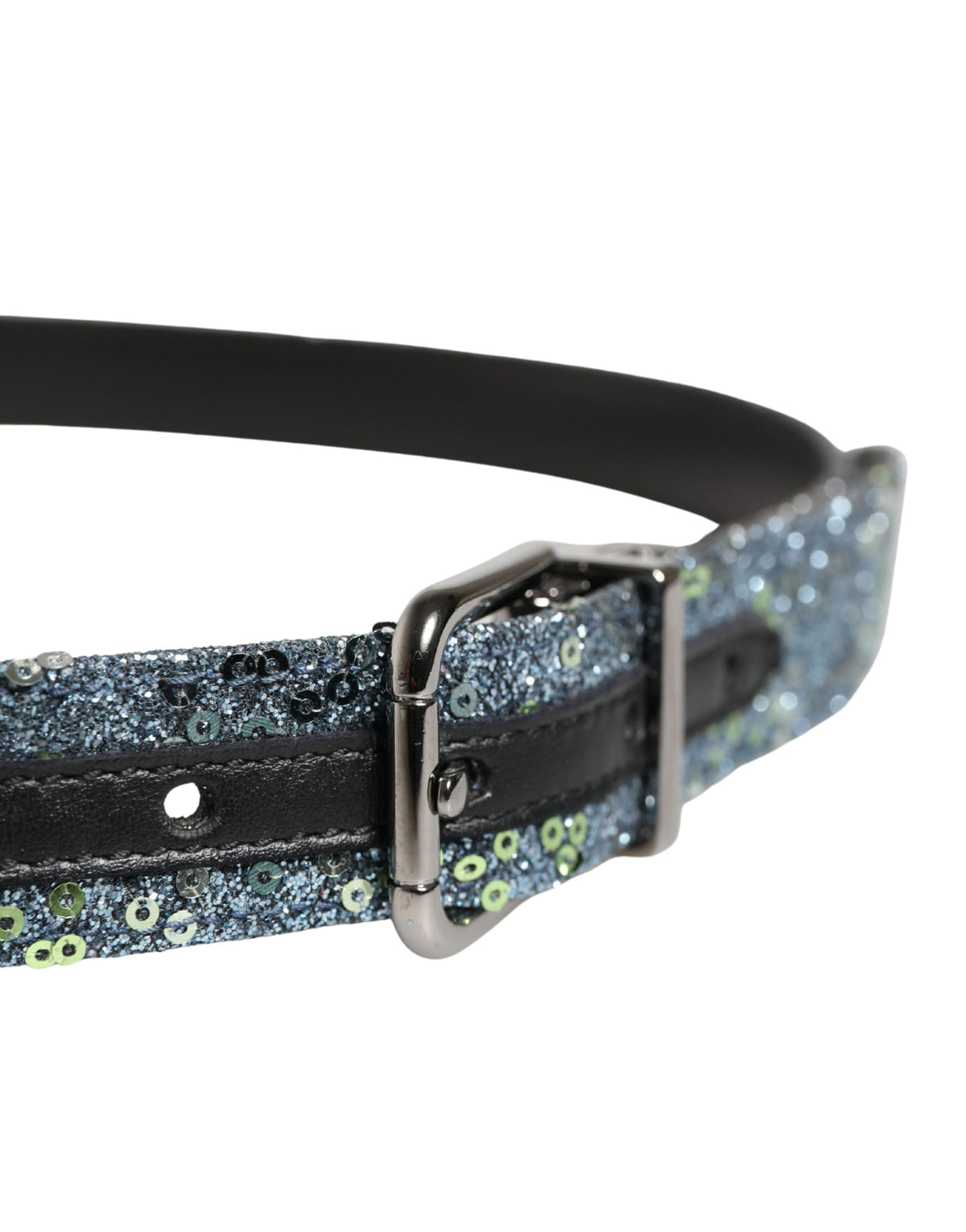 Ceinture Dolce &amp; Gabbana pour homme, à sequins multicolores et boucle en métal argenté