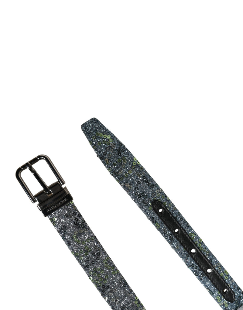 Dolce & Gabbana Heren Veelkleurige Pailletten Zilveren Metalen Gesp Riem