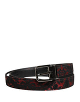 Ceinture Dolce &amp; Gabbana en polyester noir et rouge avec boucle en métal argenté