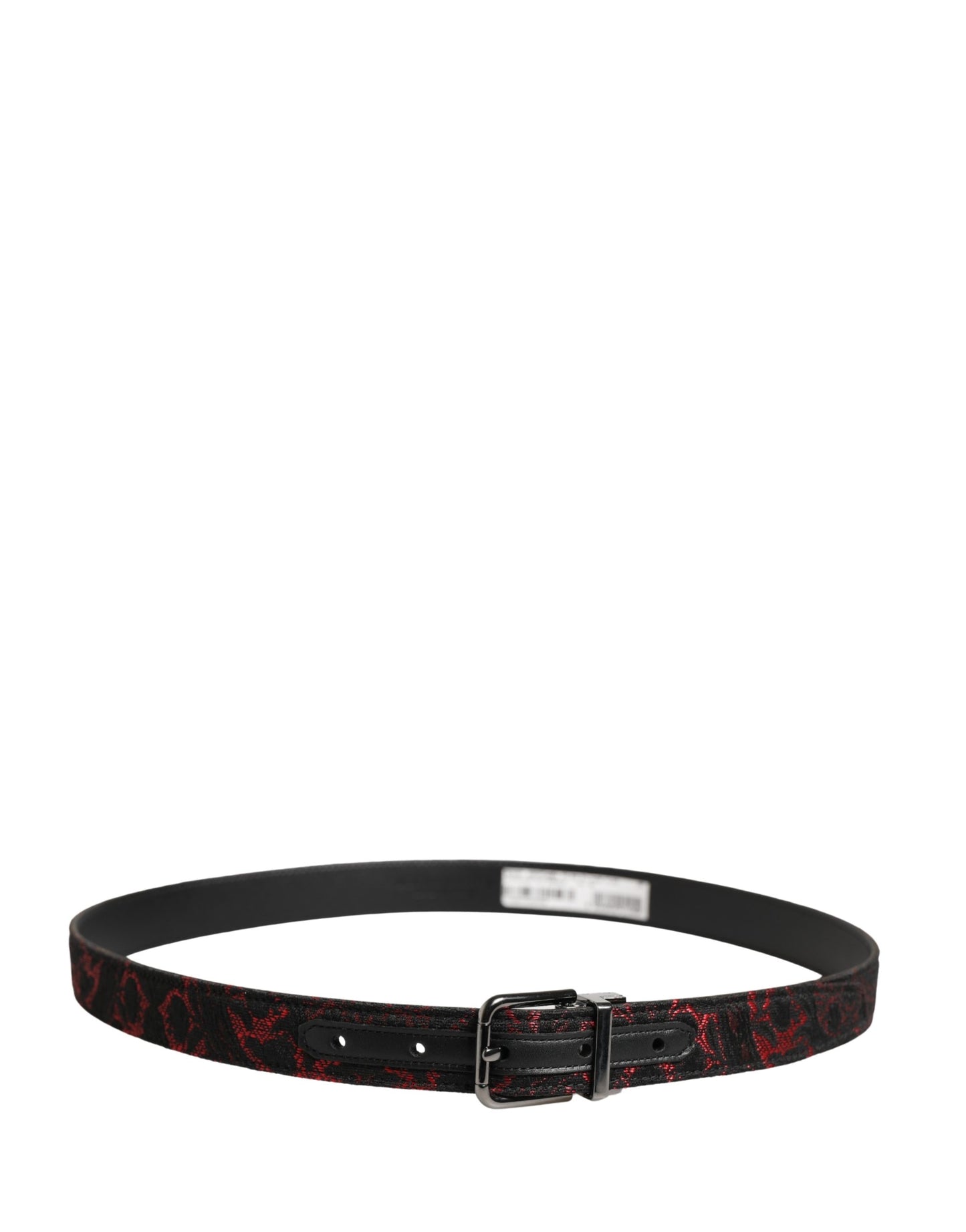 Ceinture Dolce &amp; Gabbana en polyester noir et rouge avec boucle en métal argenté
