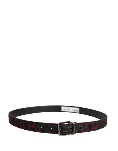 Ceinture Dolce &amp; Gabbana en polyester noir et rouge avec boucle en métal argenté