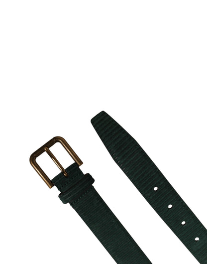 Ceinture Dolce &amp; Gabbana pour homme en cuir velours vert avec boucle en métal