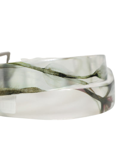 Ceinture Dolce &amp; Gabbana pour homme, blanche à motif floral, en PVC avec boucle en métal argenté