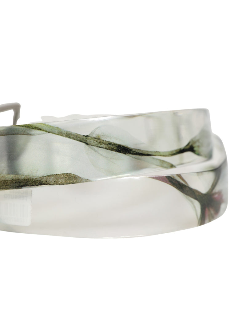 Dolce & Gabbana Men White Floral PVC Silver Metal Buckle Belt