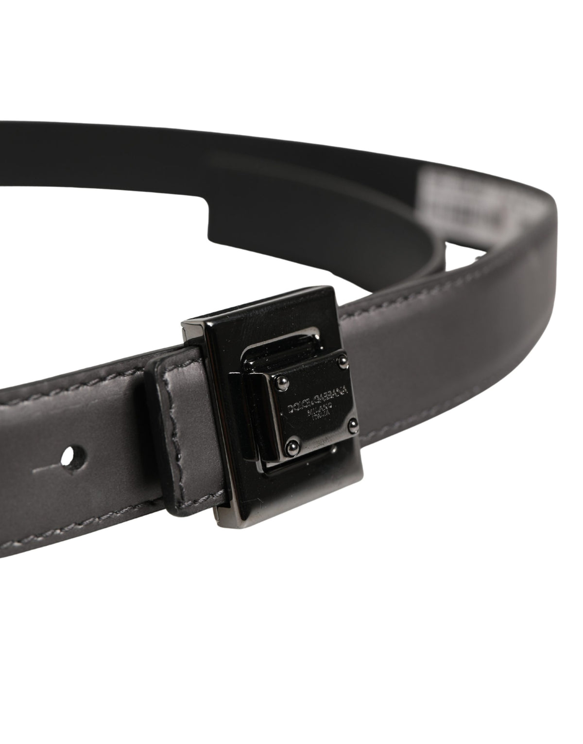 Ceinture Dolce &amp; Gabbana pour homme, en cuir argenté classique avec boucle carrée