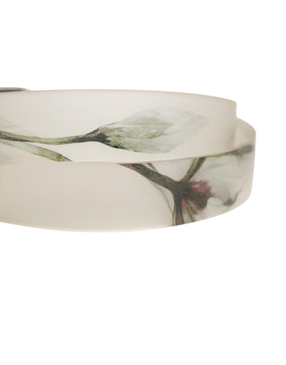 Ceinture Dolce &amp; Gabbana pour homme, blanche à motif floral, en PVC avec boucle en métal argenté
