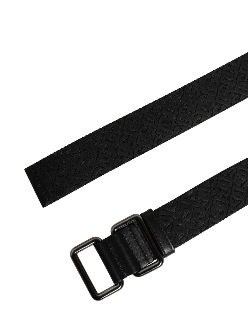 Dolce & Gabbana Men Black DG Logo Polyester Metal Buckle Belt