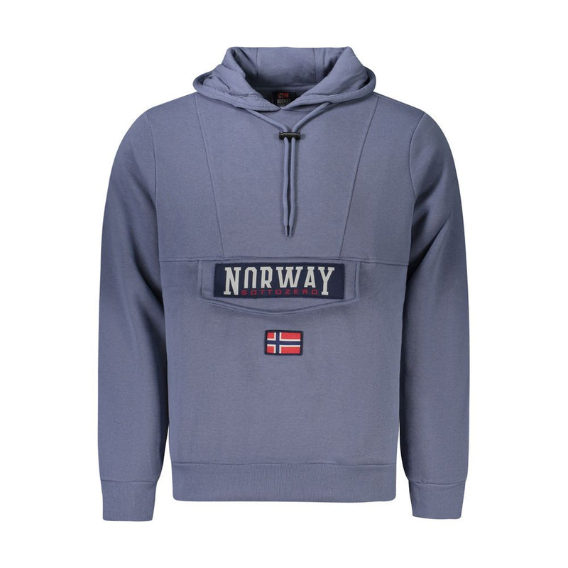 Noorwegen 1963 Blauwe Katoenen Heren Kapuchon Trui