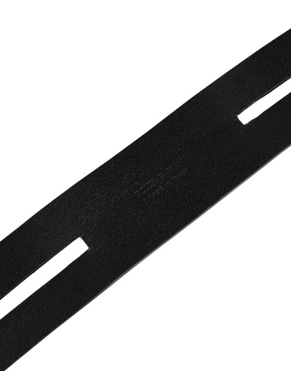 Ceinture Dolce &amp; Gabbana en cuir noir à double sangle et boucle argentée