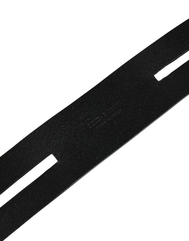 Ceinture Dolce &amp; Gabbana en cuir noir à double sangle et boucle argentée