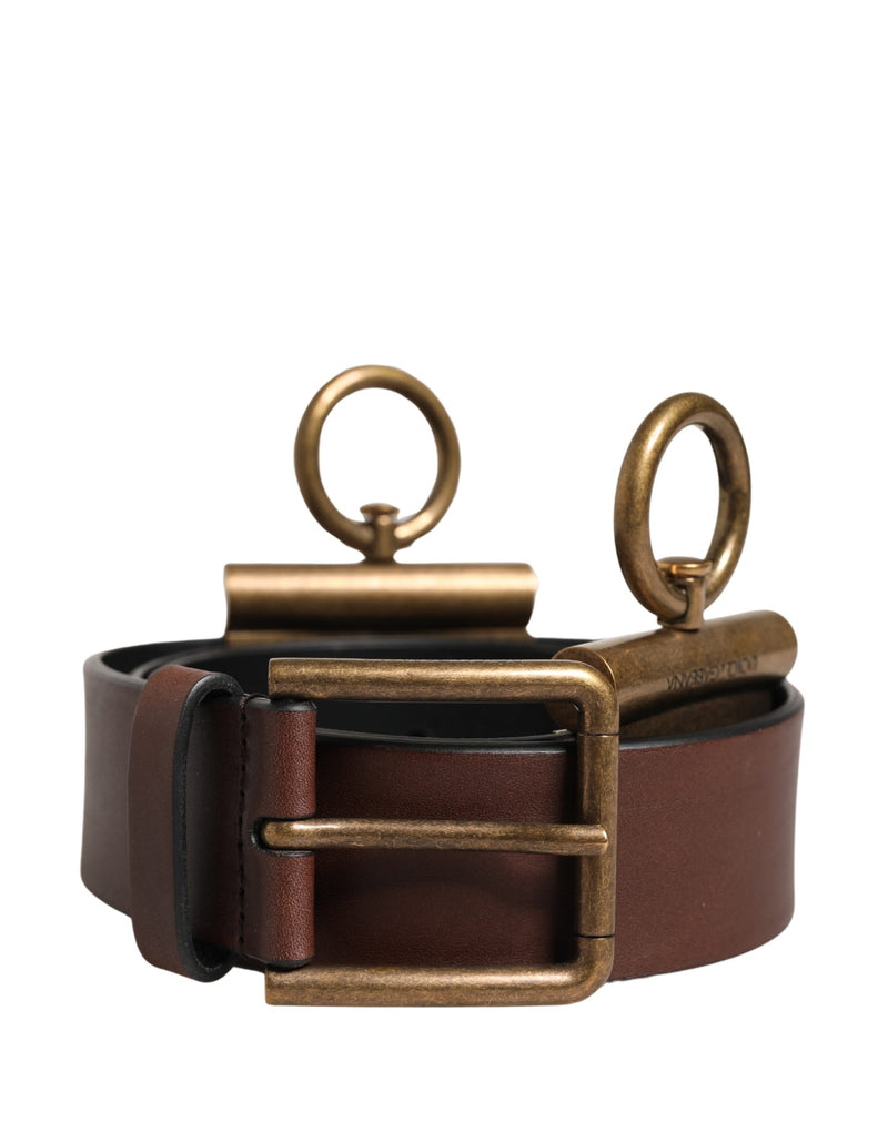 Ceinture Dolce &amp; Gabbana pour homme, en cuir marron classique avec boucle en métal