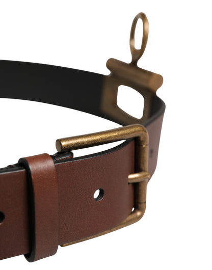 Ceinture Dolce &amp; Gabbana pour homme, en cuir marron classique avec boucle en métal