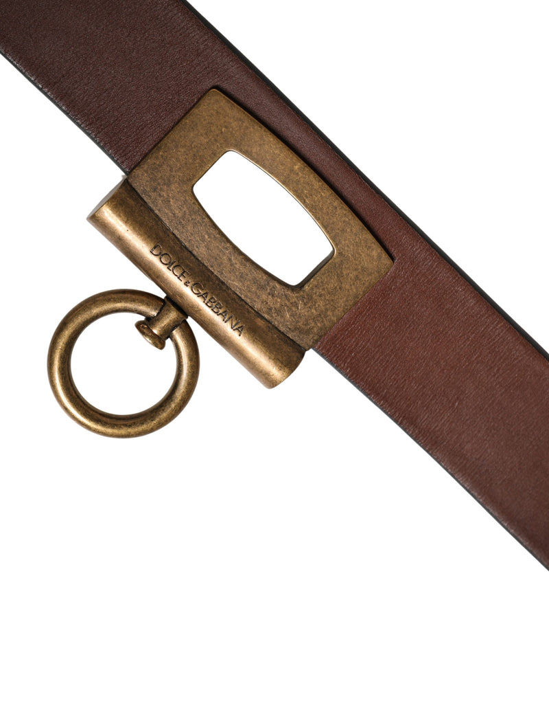 Ceinture Dolce &amp; Gabbana pour homme, en cuir marron classique avec boucle en métal
