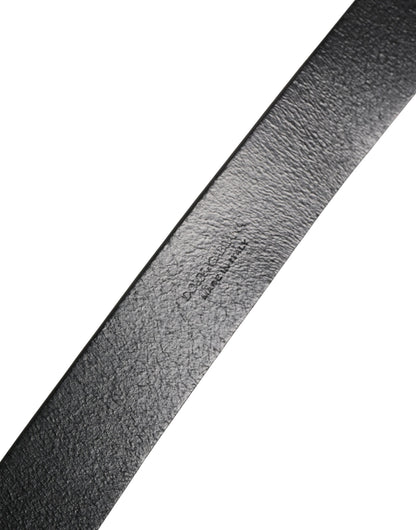 Ceinture Dolce &amp; Gabbana en cuir de veau noir avec boucle en métal argenté