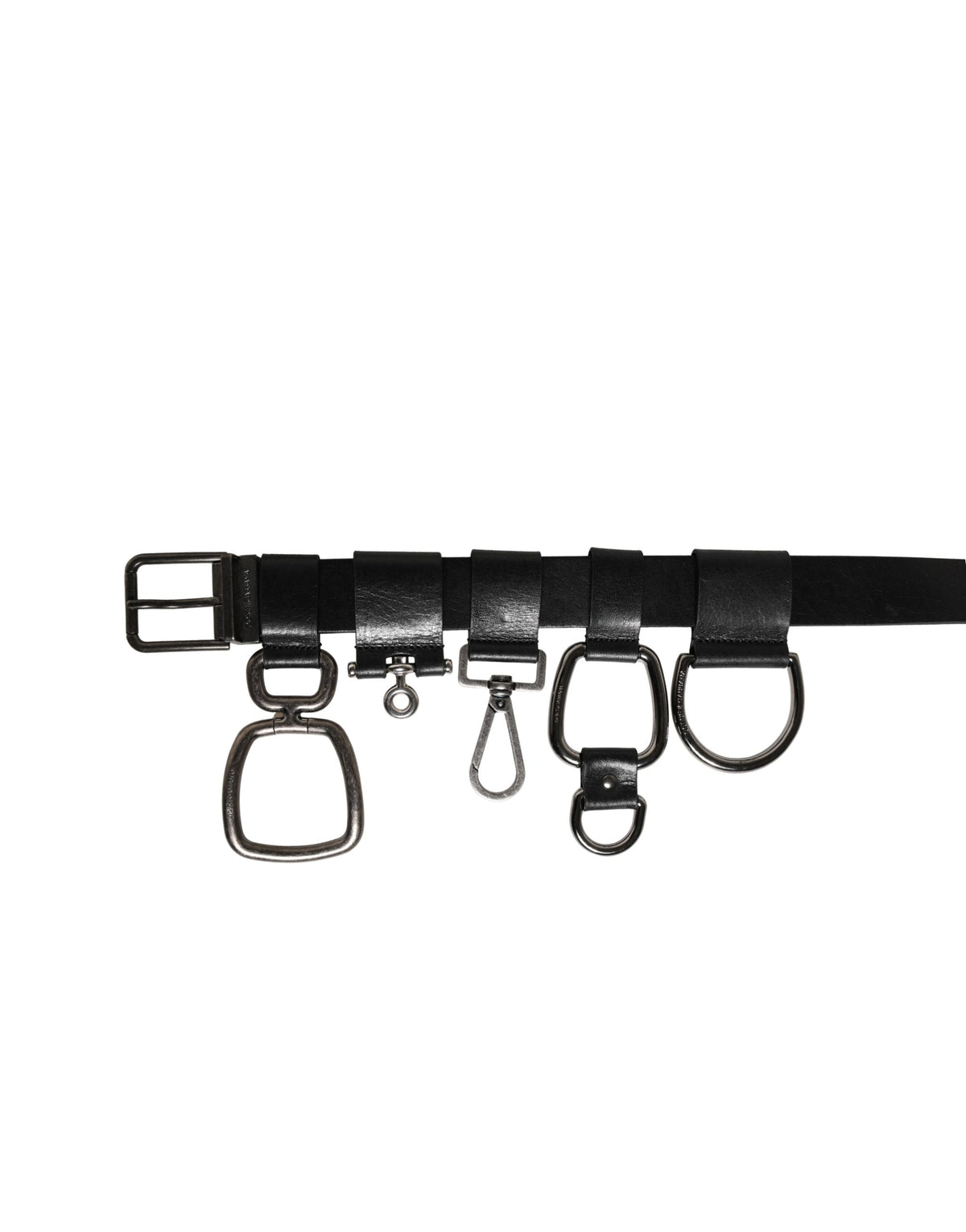 Ceinture Dolce &amp; Gabbana en cuir de veau noir avec boucle en métal argenté