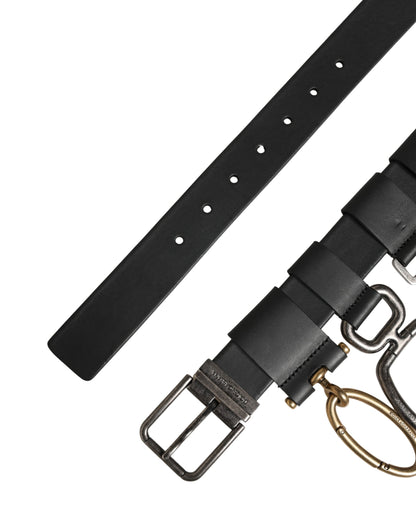 Ceinture Dolce &amp; Gabbana pour homme, en cuir noir classique avec boucle en métal