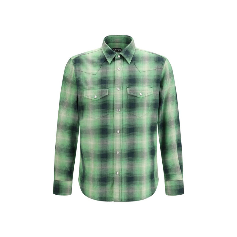 Chemise à motif bicolore en coton Tom Ford