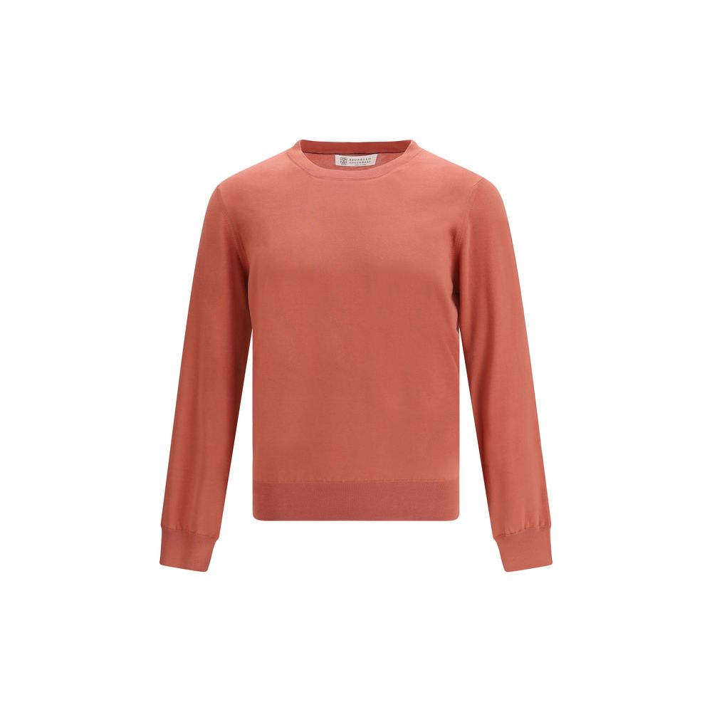 Brunello Cucinelli Orange Cotton Sweatshirt - Slim Fit