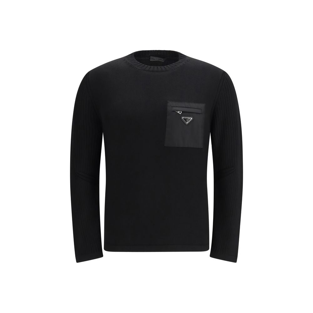 Sweat-shirt en laine polaire noire Prada