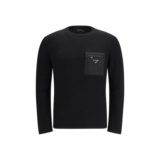 Prada Zwarte Fleece Wollen Sweatshirt