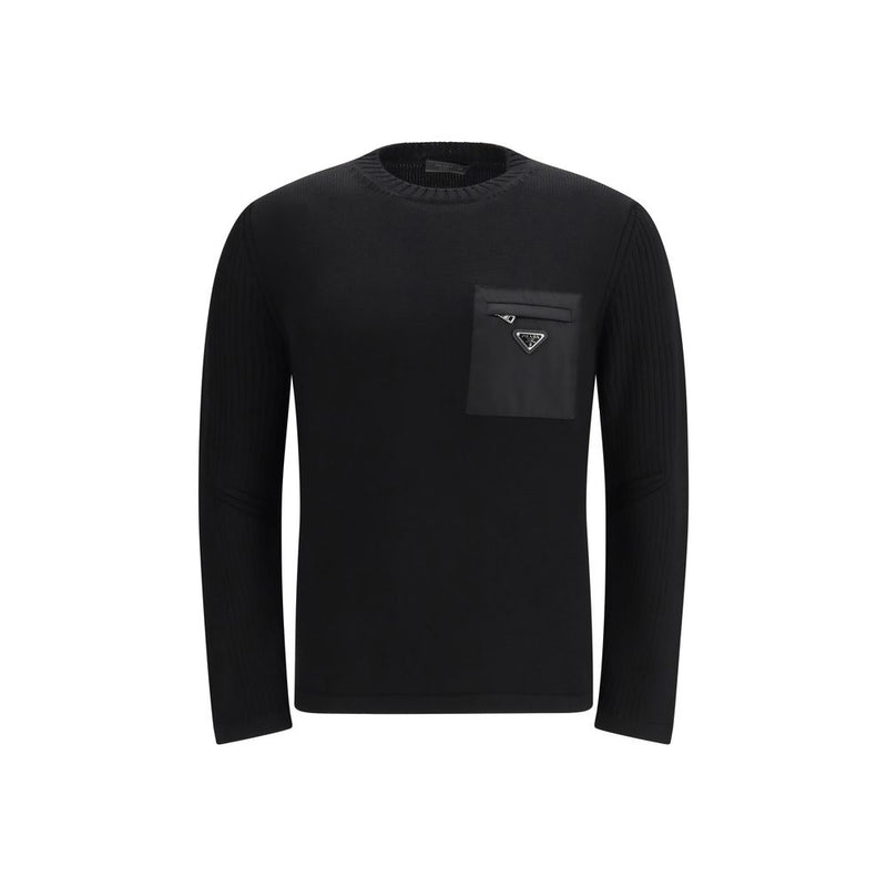 Sweat-shirt en laine polaire noire Prada