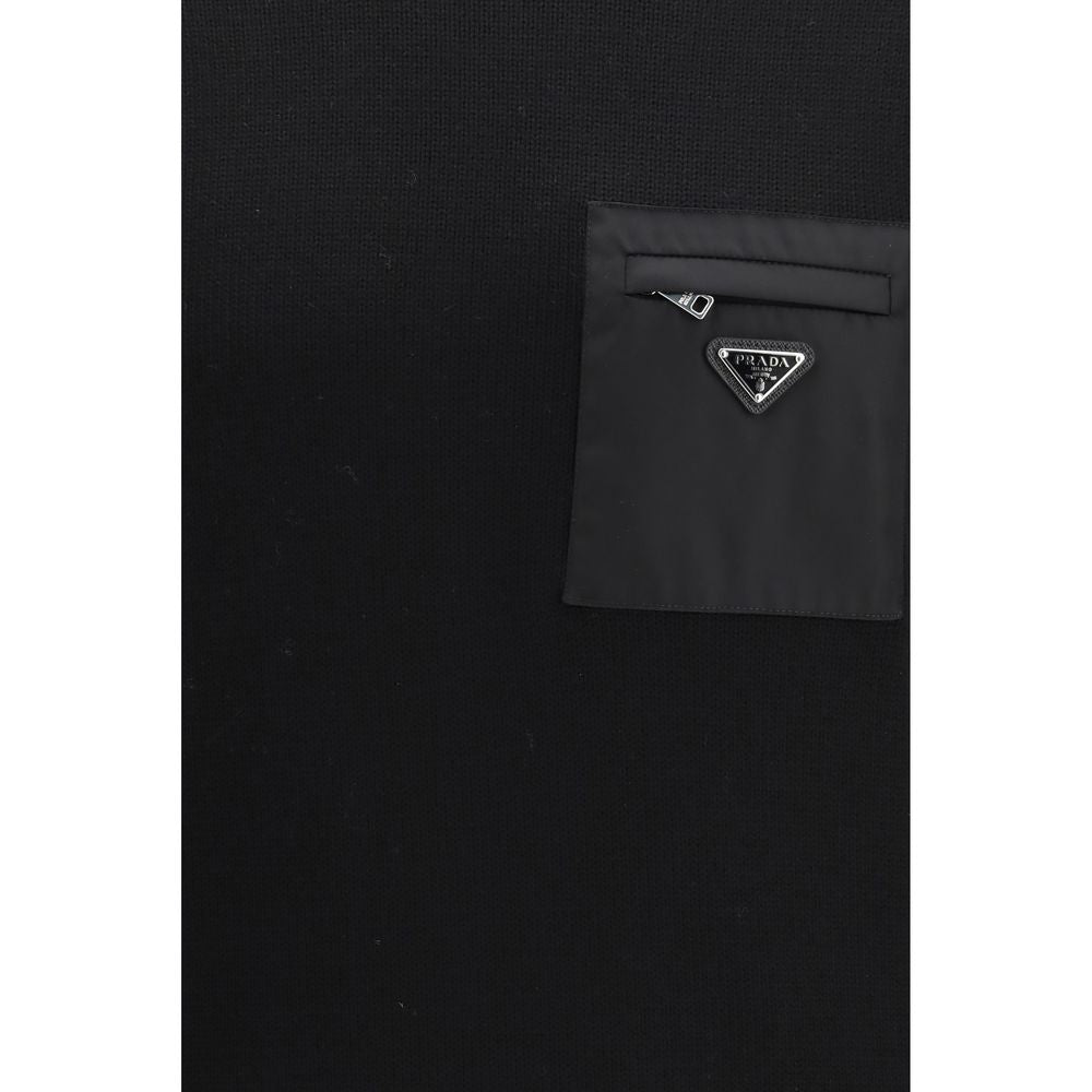 Sweat-shirt en laine polaire noire Prada
