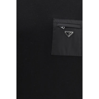 Sweat-shirt en laine polaire noire Prada