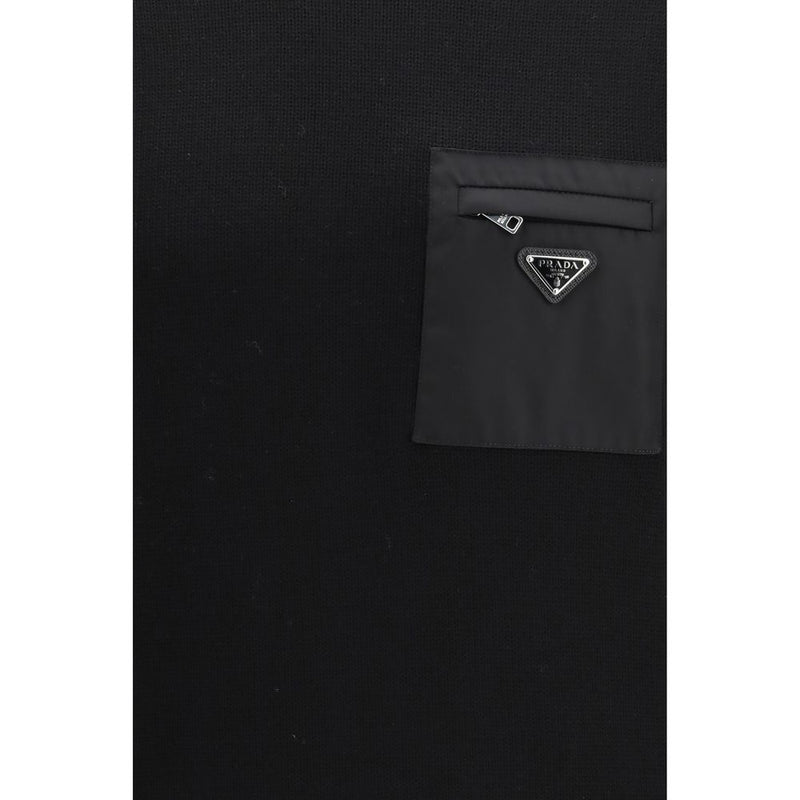 Sweat-shirt en laine polaire noire Prada