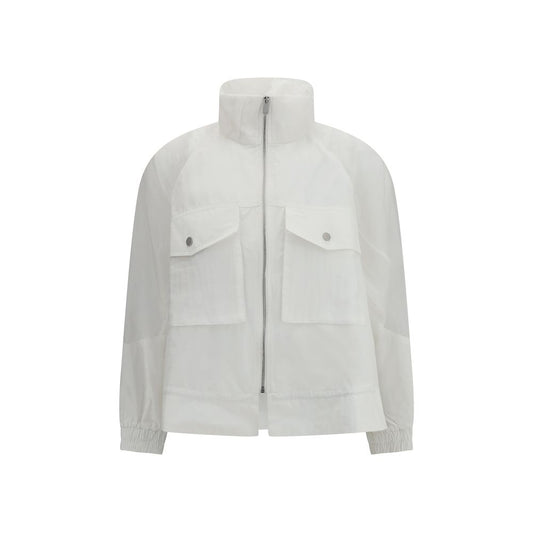 PINKO Beth White Polyester Shell Jacket with Transparent Inserts