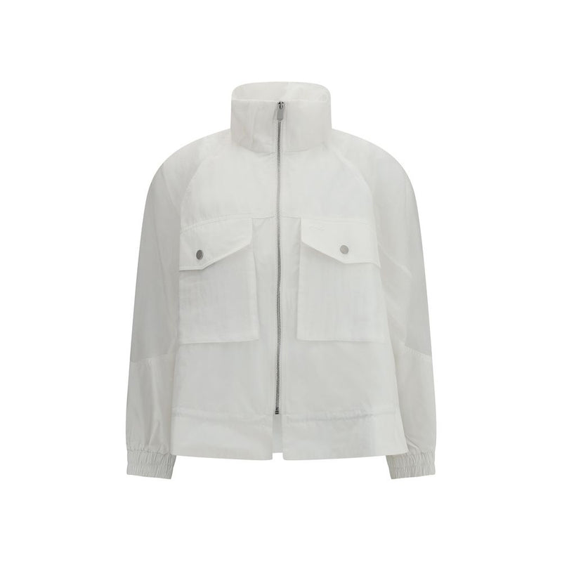 PINKO Beth White Polyester Shell Jacket with Transparent Inserts
