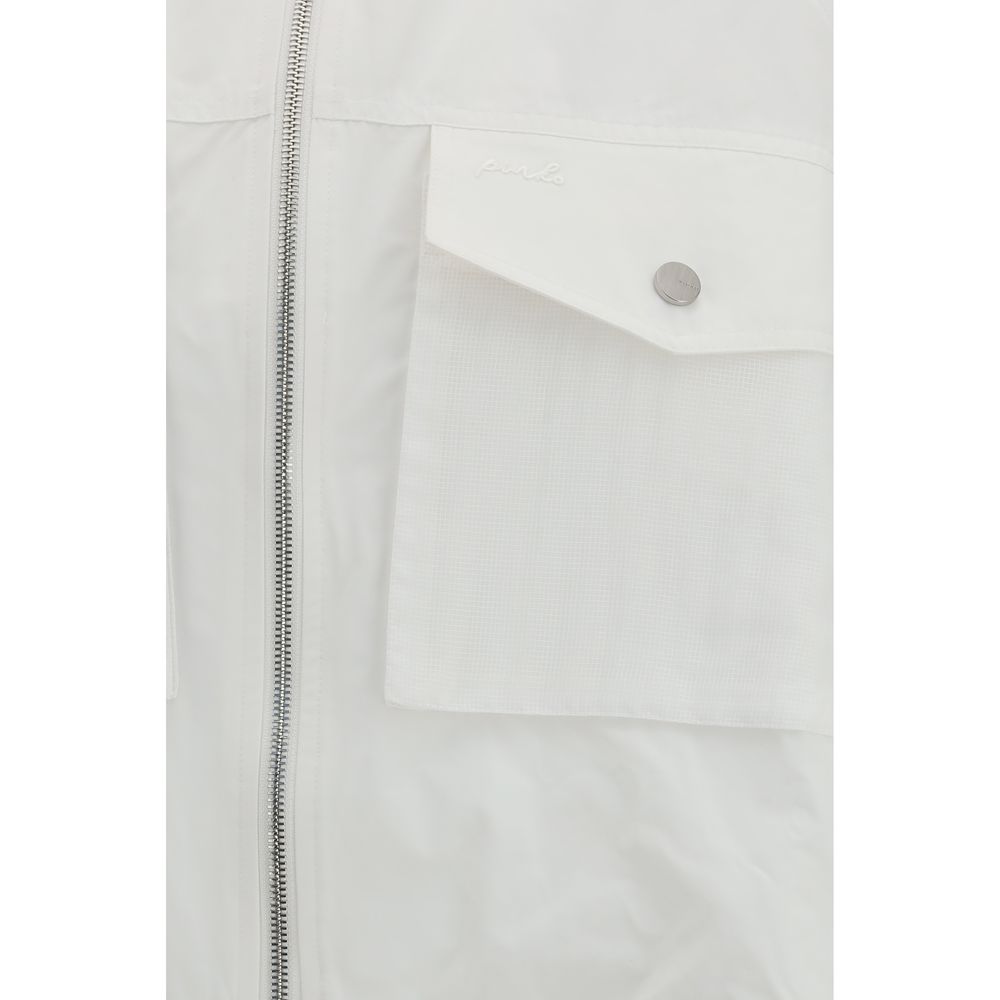 PINKO Beth White Polyester Shell Jacket with Transparent Inserts