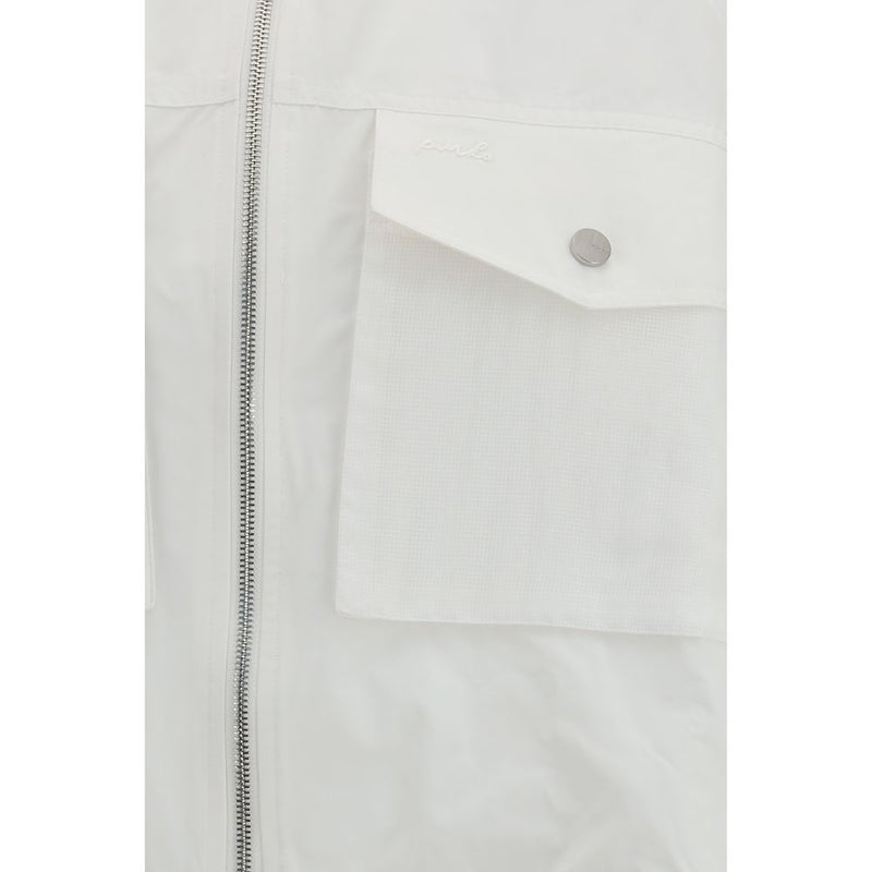 PINKO Beth White Polyester Shell Jacket with Transparent Inserts