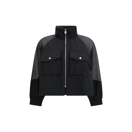 PINKO Beth Black Shell Jacket with Transparent Inserts