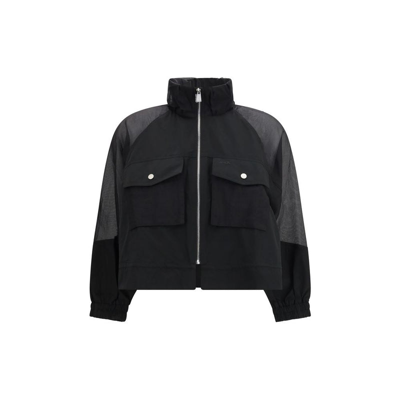 PINKO Beth Black Shell Jacket with Transparent Inserts