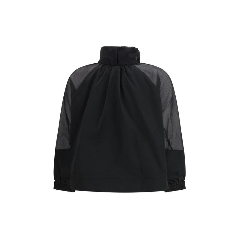 PINKO Beth Black Shell Jacket with Transparent Inserts
