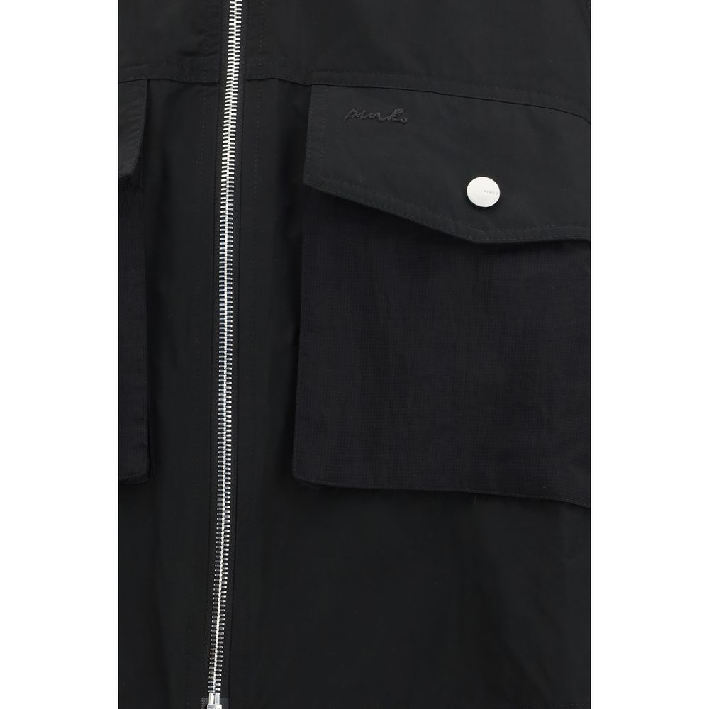 PINKO Beth Black Shell Jacket with Transparent Inserts
