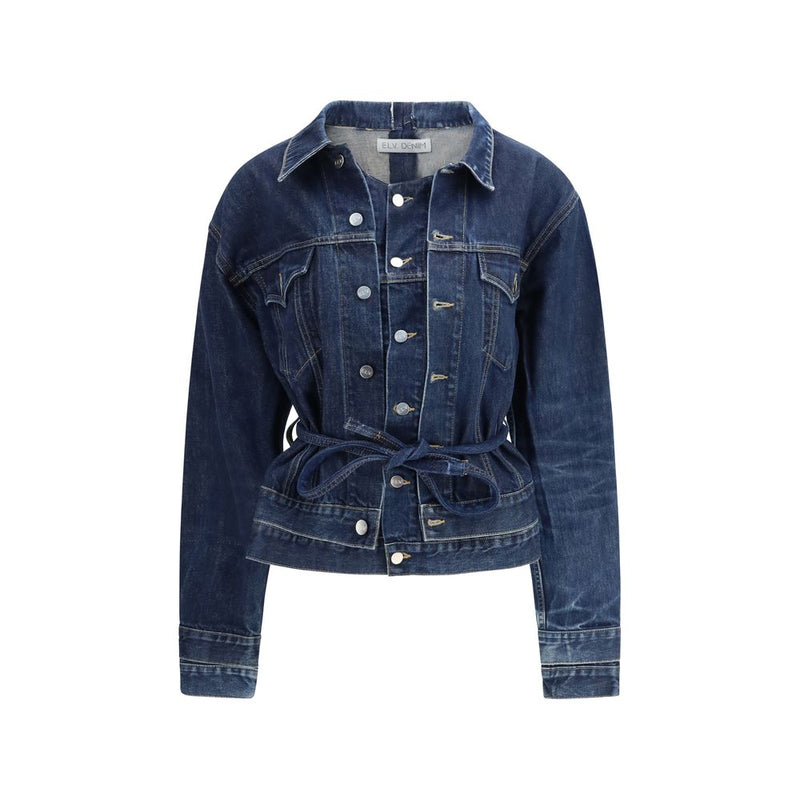 E.L.V. DENIM Ridley Blue Cotton Denim Jacket for Women