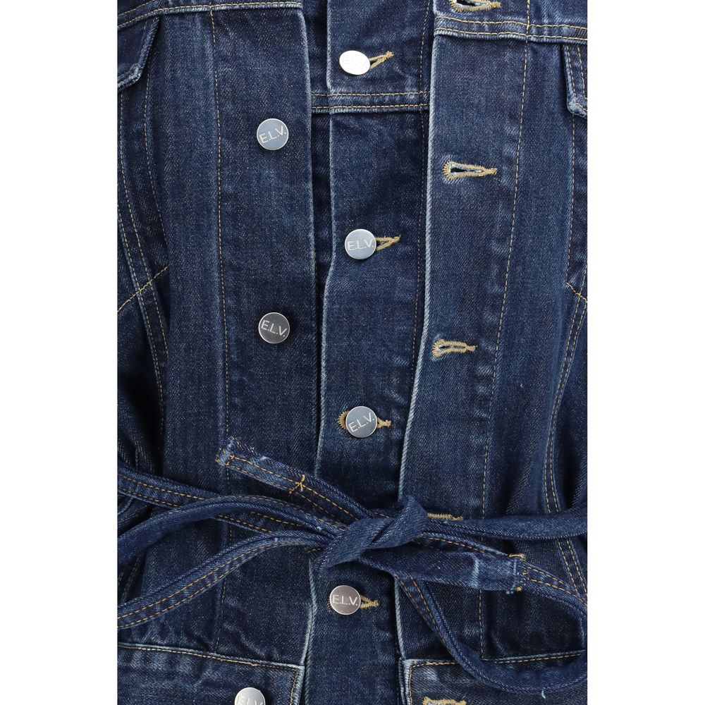 E.L.V. DENIM Ridley Blue Cotton Denim Jacket - Women's Fashion