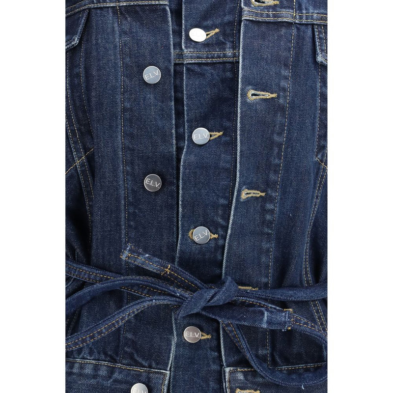 E.L.V. DENIM Ridley Blue Cotton Denim Jacket for Women