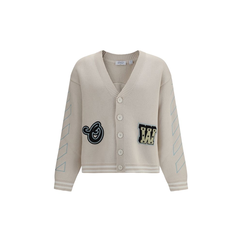 Off-White Star Logo Diagonal Varsity Cardigan - Beige