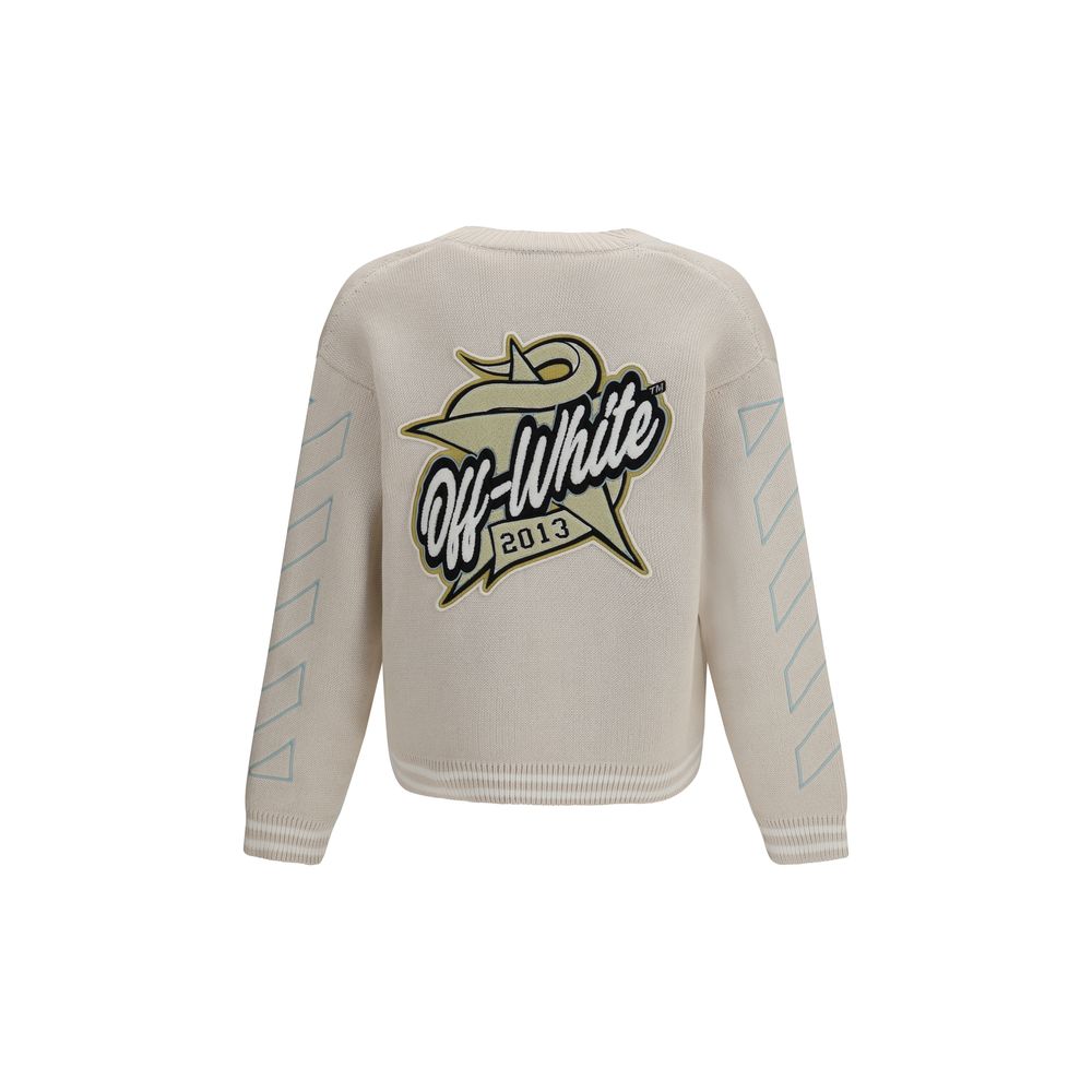 Off-White Star Logo Diagonal Varsity Cardigan - Beige