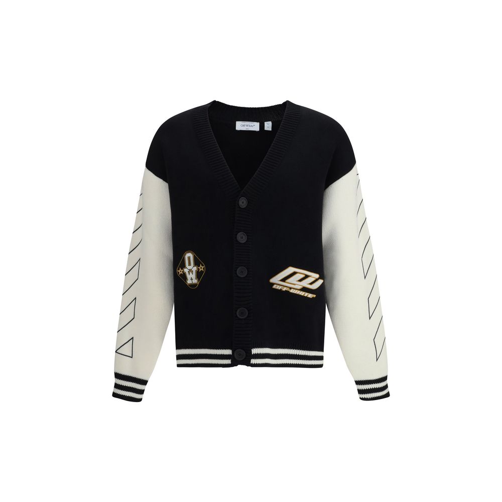 Off-White Star Logo Diagonal Varsity Cardigan - Black