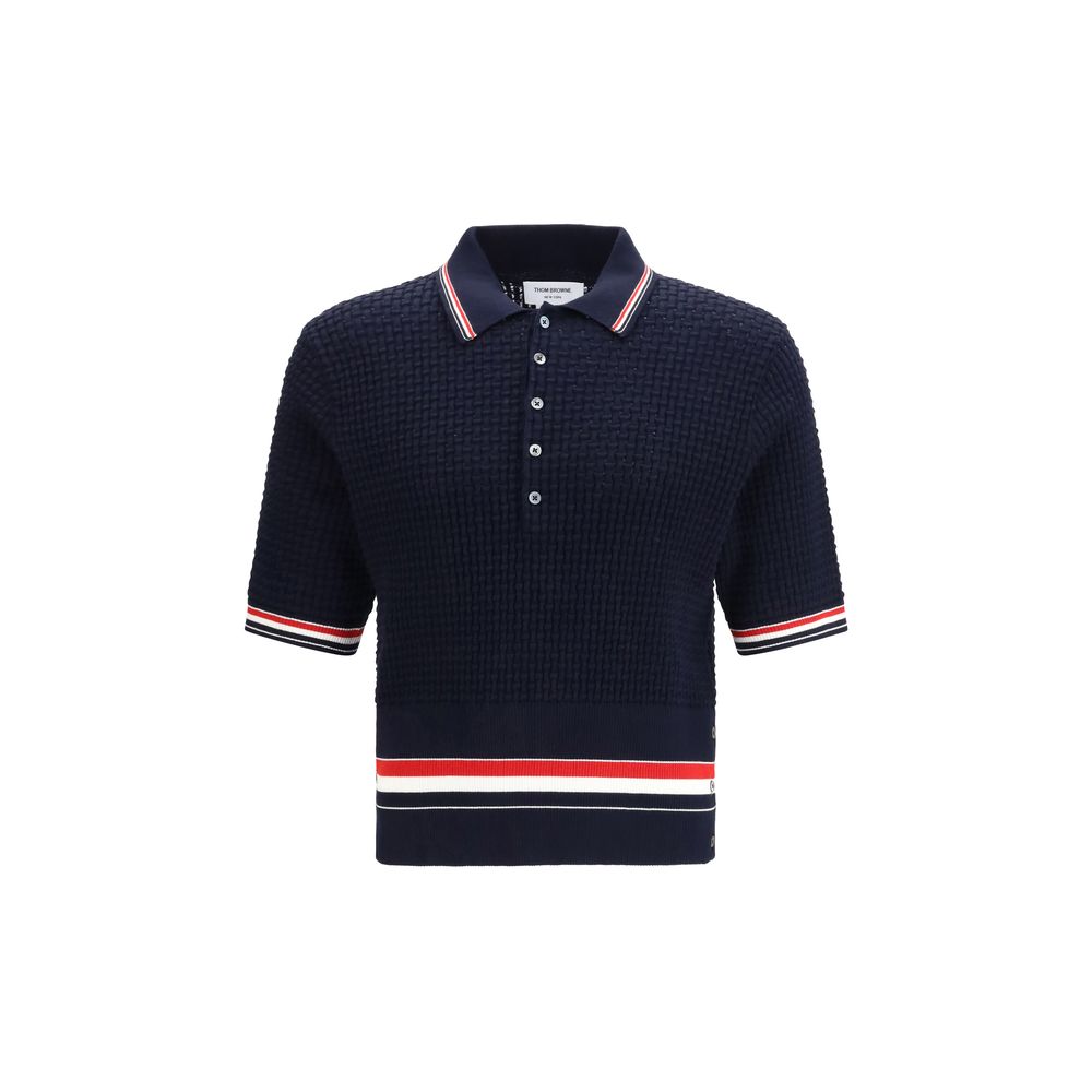Thom Browne Blue Cotton Polo Shirt - Elegant & Sporty Design