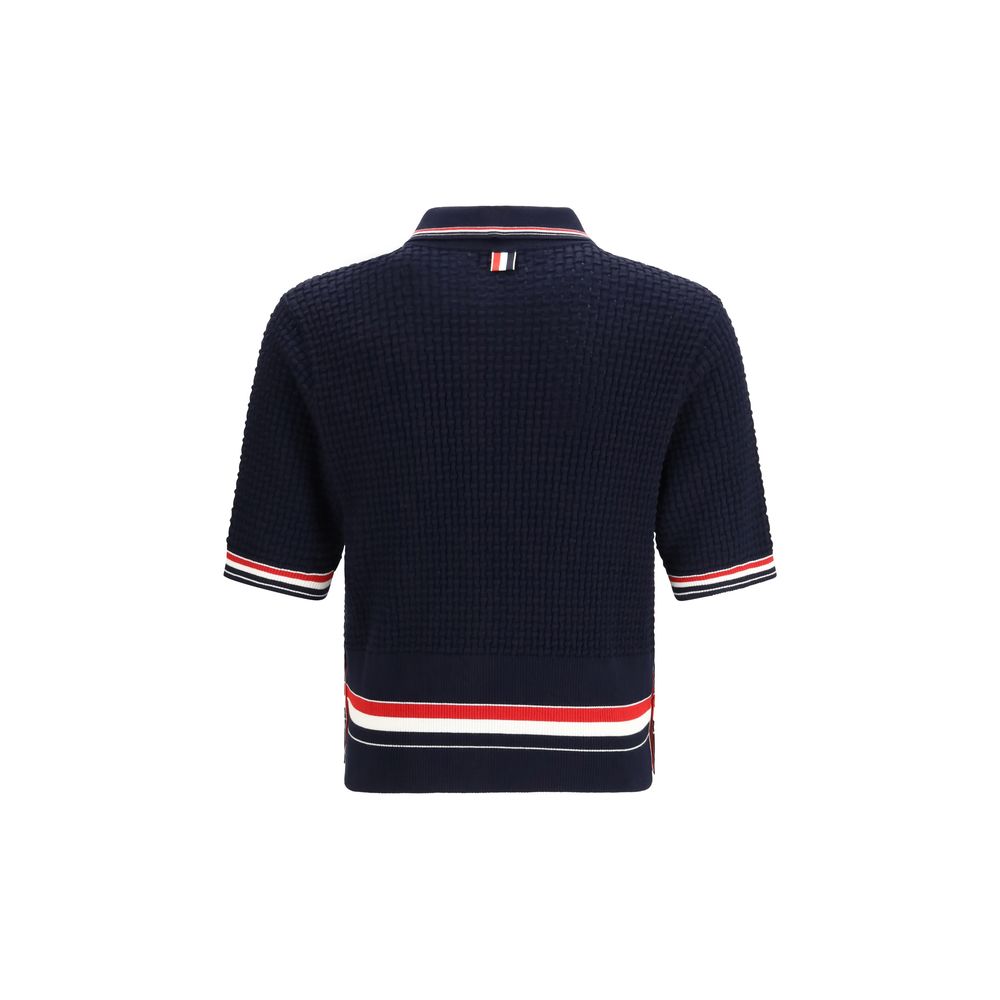 Thom Browne Blue Cotton Polo Shirt - Elegant & Sporty Design