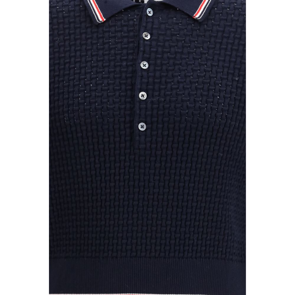 Thom Browne Blue Cotton Polo Shirt - Elegant & Sporty Design